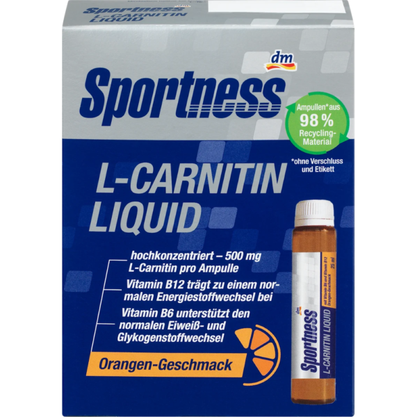 Sportness L-Carnitin Liquid  إل-كارنيتين سائل – طعم البرتقال المنعش لطاقة متجددة" (7 × 25 مل)