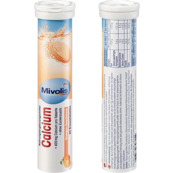 Mivolis Calcium أقراص فوارة بالكالسيوم 20 حبة، 82 جرام