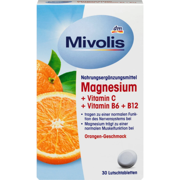 Magnesium + Vitamin C + Vitamin B6 + B12 المغنيسيوم وفيتامين C وفيتامين B6 و B12، 30 قرص، 45 جرام