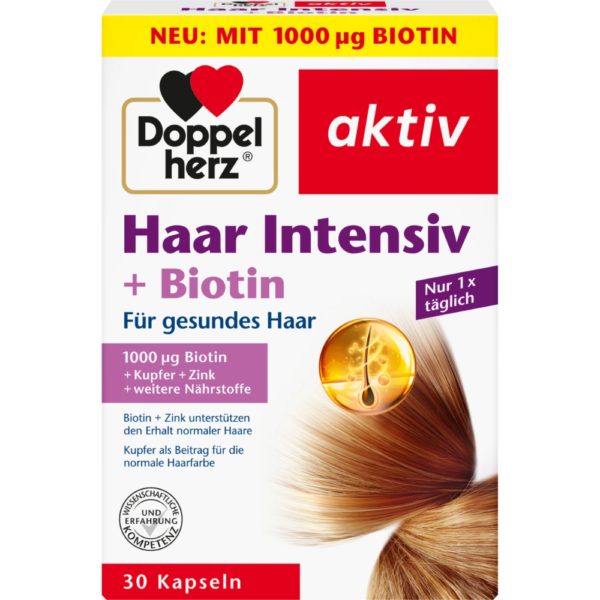 Doppelherz Haar Intensiv + Biotin كبسولات تقوية الشعر المكثفة مع البيوتين - 30 كبسولة (17.4 جم)